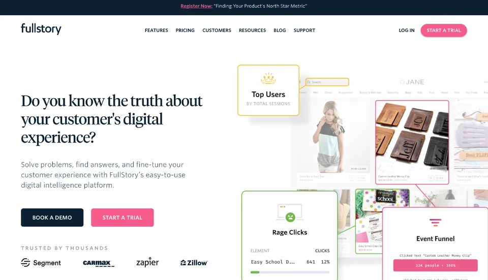 Fullstory landing page